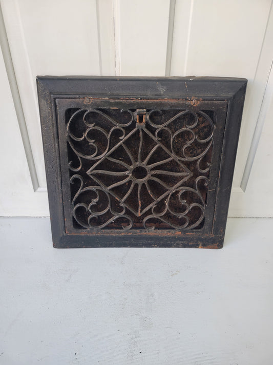 15 x 18 Antique Cast Iron Baseboard Vent, Antique Iron Angled Wall Vent Cover 090401