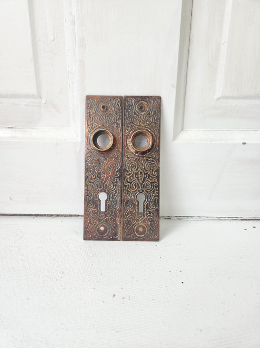 Villa Design Ornate Iron Door Plates, Cast Iron Door Knob Escutcheons