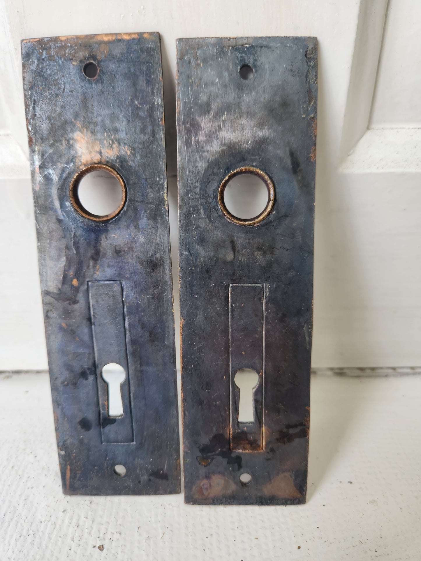 2 Eastlake Brass Backplates, Architectural Salvage, Ceylon Pattern Back Plates, Antique Escutcheons, Ornate Brass #090706