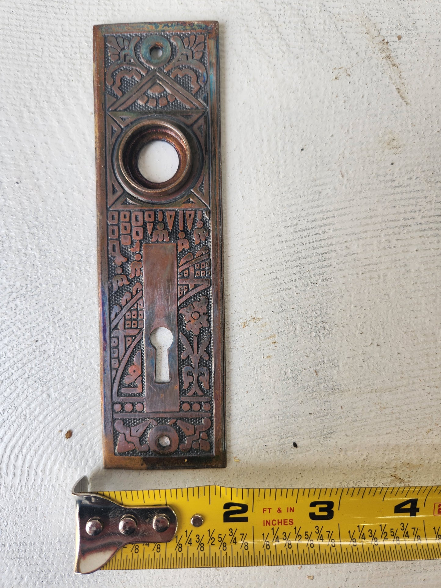 2 Eastlake Brass Backplates, Architectural Salvage, Ceylon Pattern Back Plates, Antique Escutcheons, Ornate Brass #090706