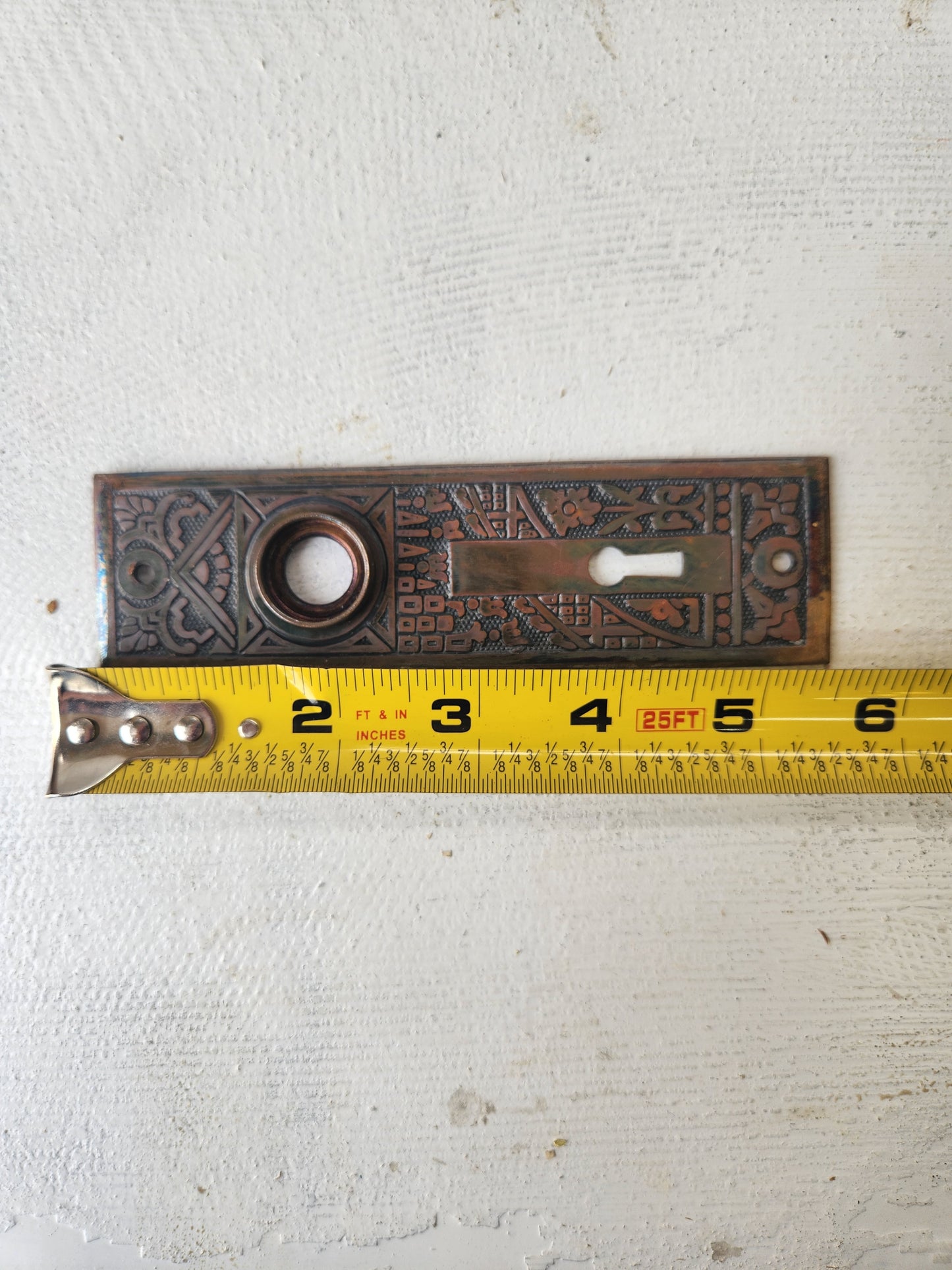 2 Eastlake Brass Backplates, Architectural Salvage, Ceylon Pattern Back Plates, Antique Escutcheons, Ornate Brass #090706