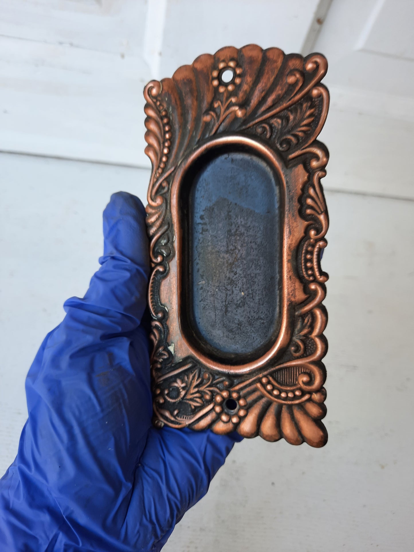 Roanoke Pocket Door Recessed Pulls, Antique Fancy Bronze Pocket Door Handles 091204