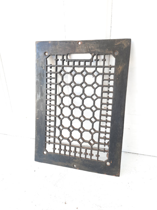 10 x 14 Antique Cast Iron Floor Vent Cover, Black Iron Floor Grate #091402