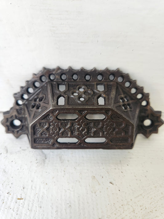 Single Cast Iron Bin Pull with Open Design, Antique Drawer Handle, Ornate Hardware, Iron Drawer Pull, Antique Handle 091606