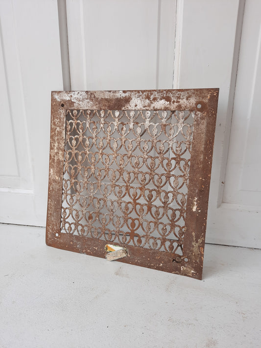 Vintage Rustic Stamped Metal Vent Cover Grate, Retro Metal Cut Out Grate 091904