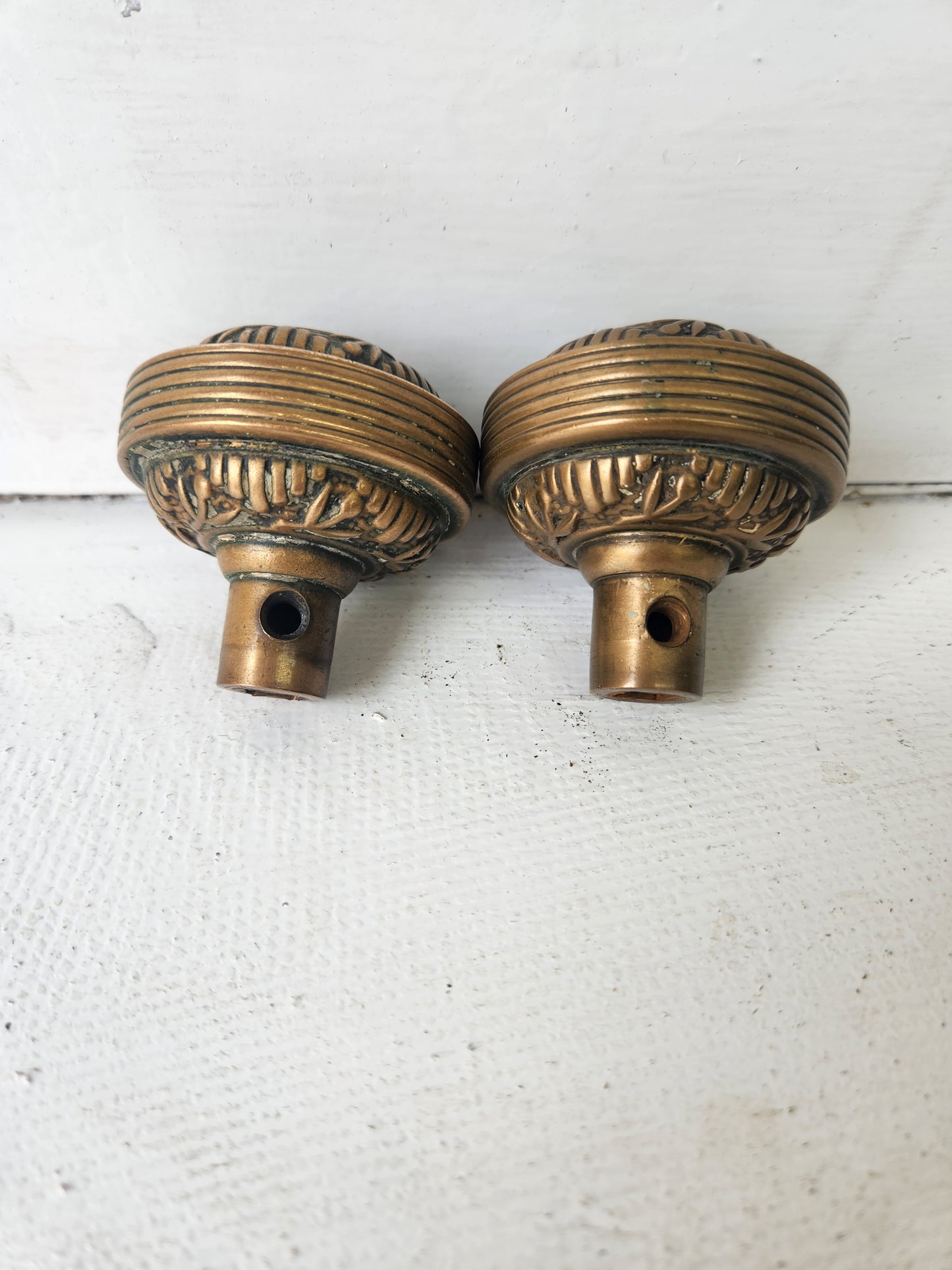 Two Windsor Design Door Knobs, Antique Solid or Cast Bronze Doorknobs, Victorian Hardware Victorian 092104