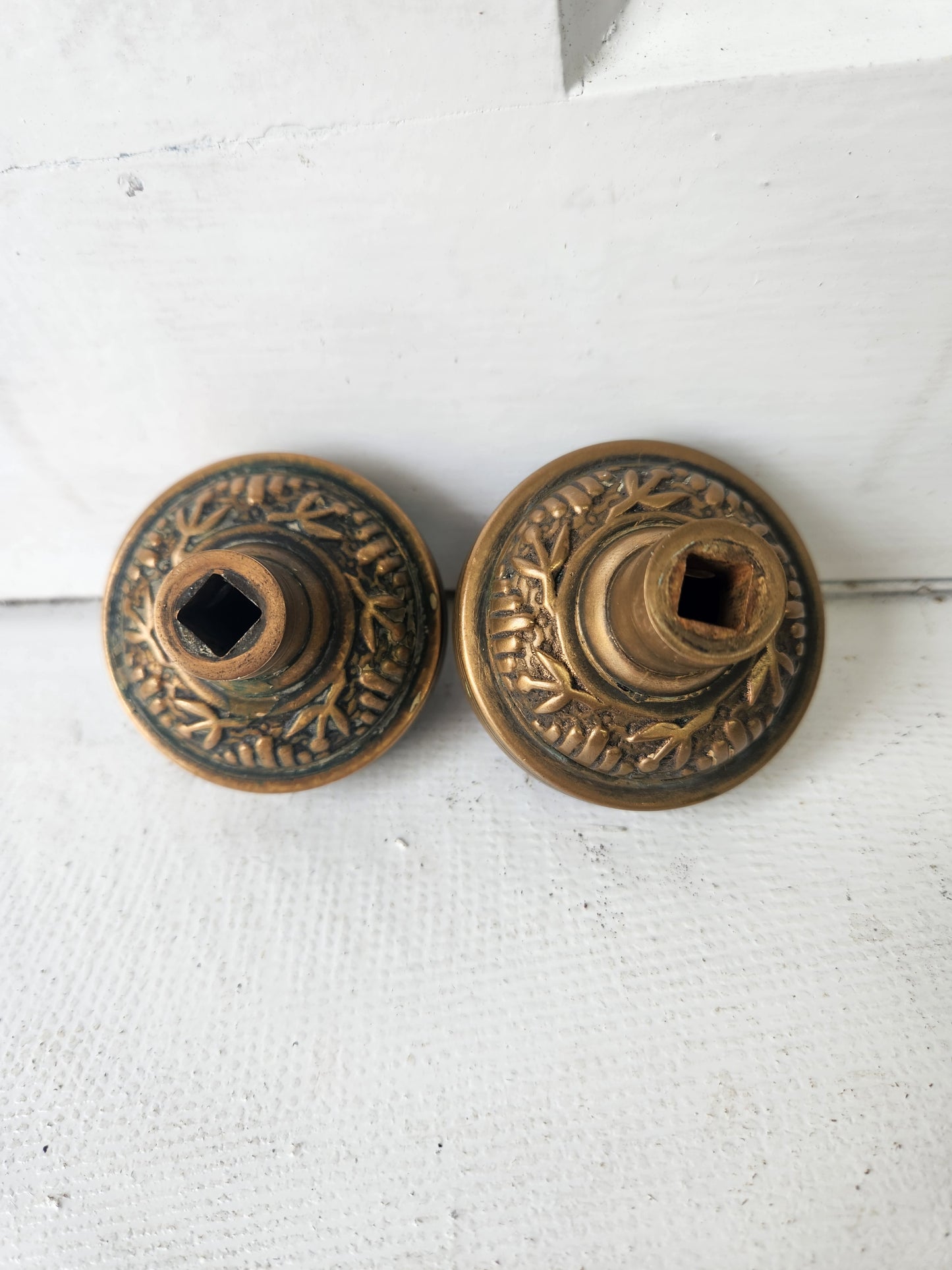 Two Windsor Design Door Knobs, Antique Solid or Cast Bronze Doorknobs, Victorian Hardware Victorian 092104