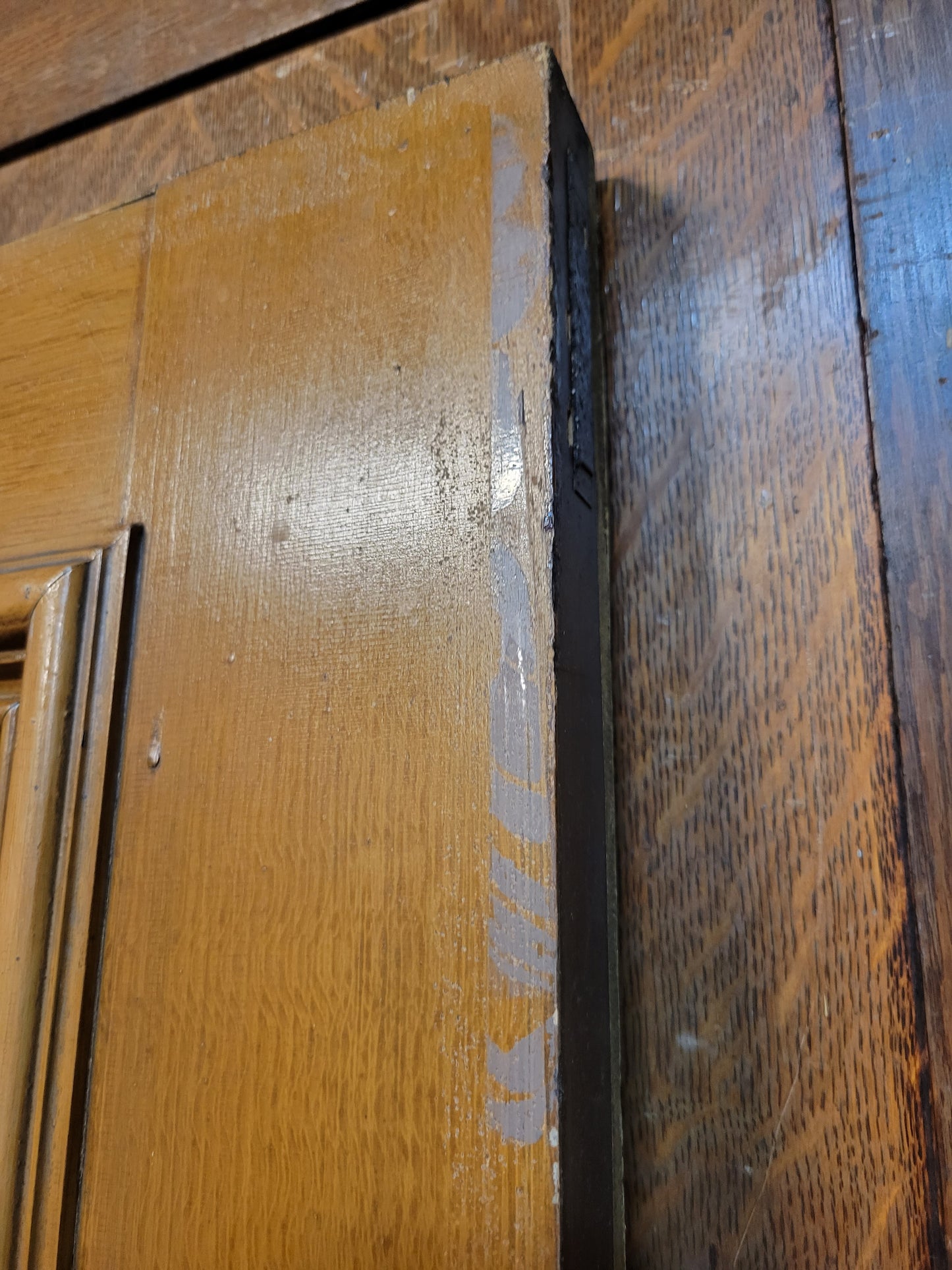 34" Victorian Farmhouse Exterior Door, Salvaged Antique Wood Entry Door 092702