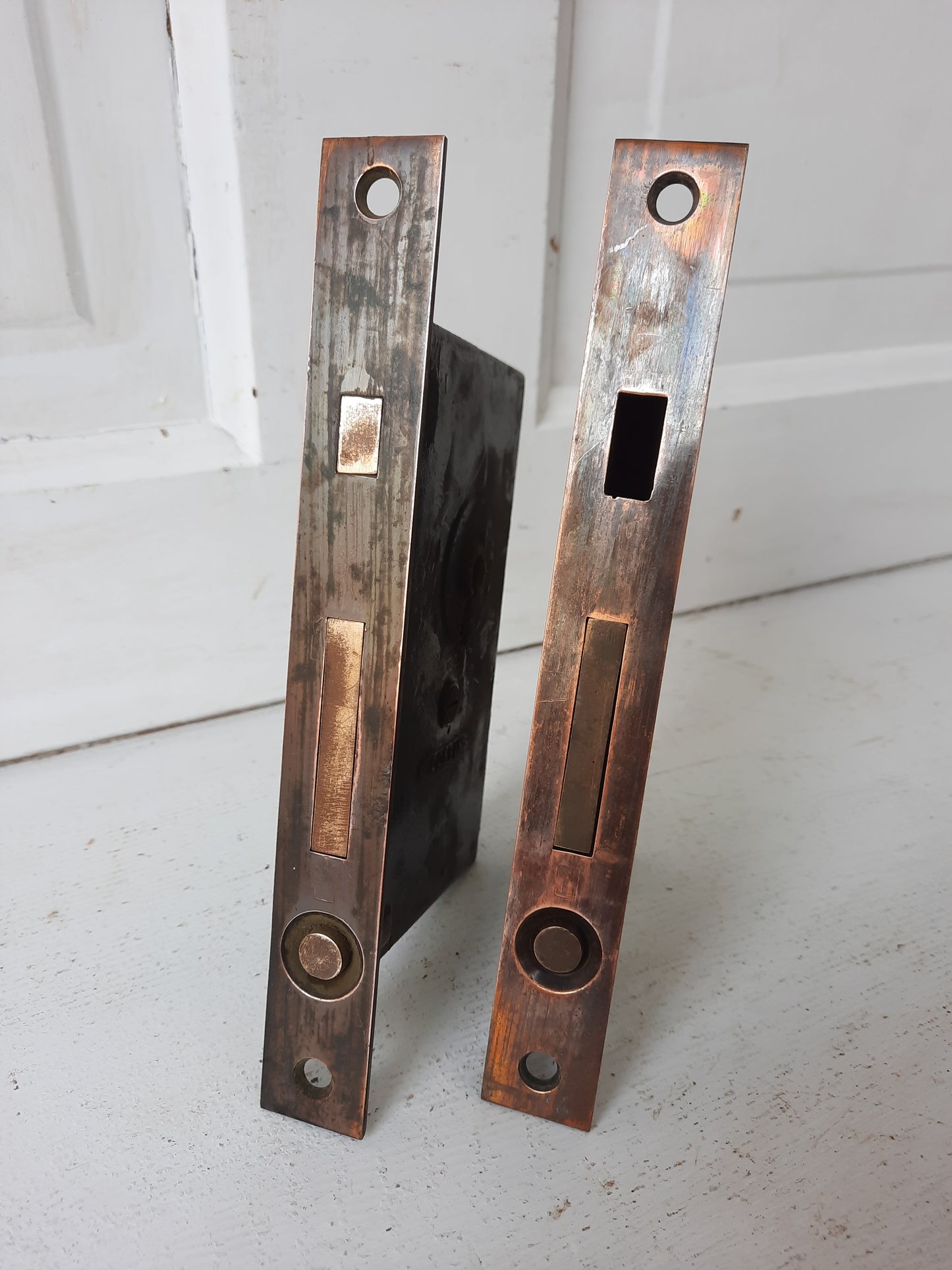 Corbin Antique Double Pocket Door Lock Set of Mortise Locks, Rolling or Sliding Door Locks Set 092802
