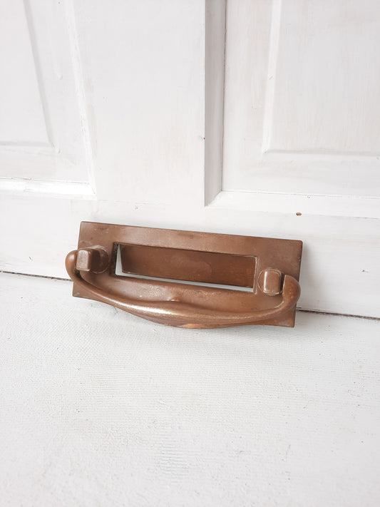 Vintage Bronze Letter Slot Set with Door Knocker, Vintage Mail Letter Slot 092808