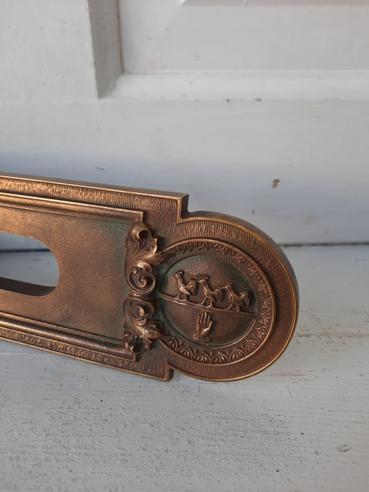 Blackstone Hotel Chicken Design Bronze Letter Slot, Fancy Antique Mail Post Slot 100311