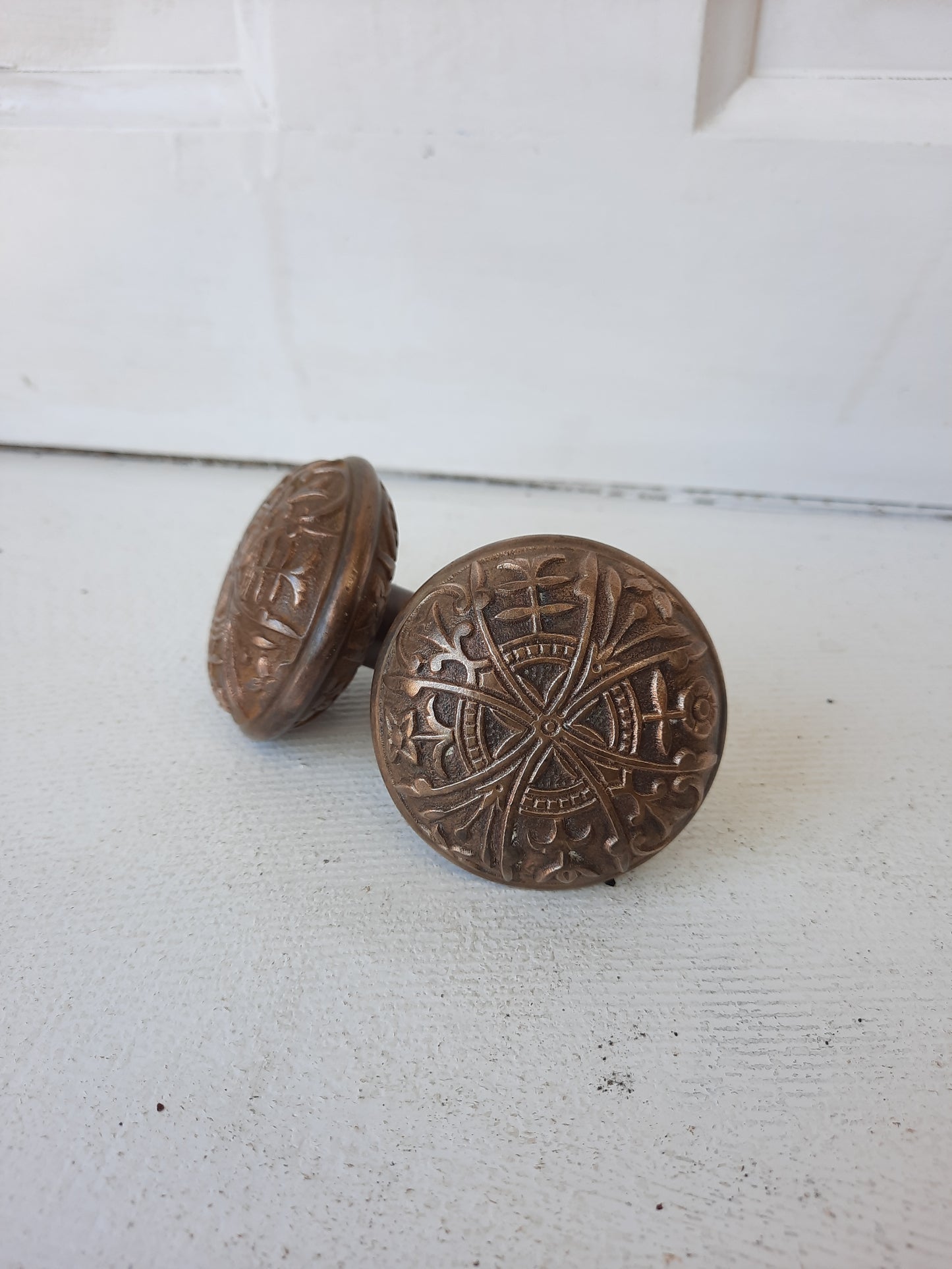 Two Lockwood Door Knobs, Antique Solid or Cast Bronze Doorknobs, Victorian Hardware