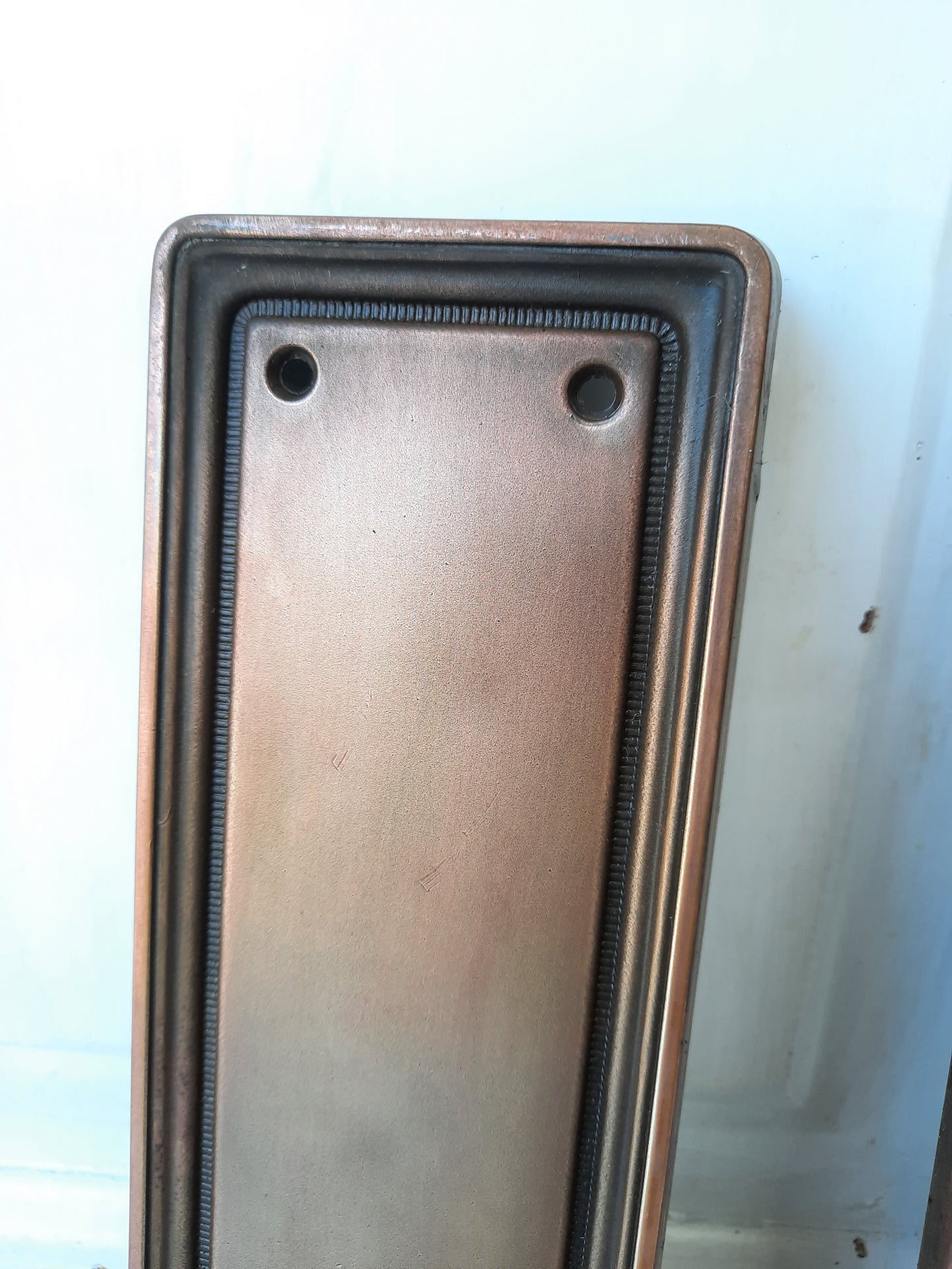 Brass Push Plate Set with Beaded Edge Detail, Vintage Brass Swinging Door Plates, Pair Butler Door Plates 101008