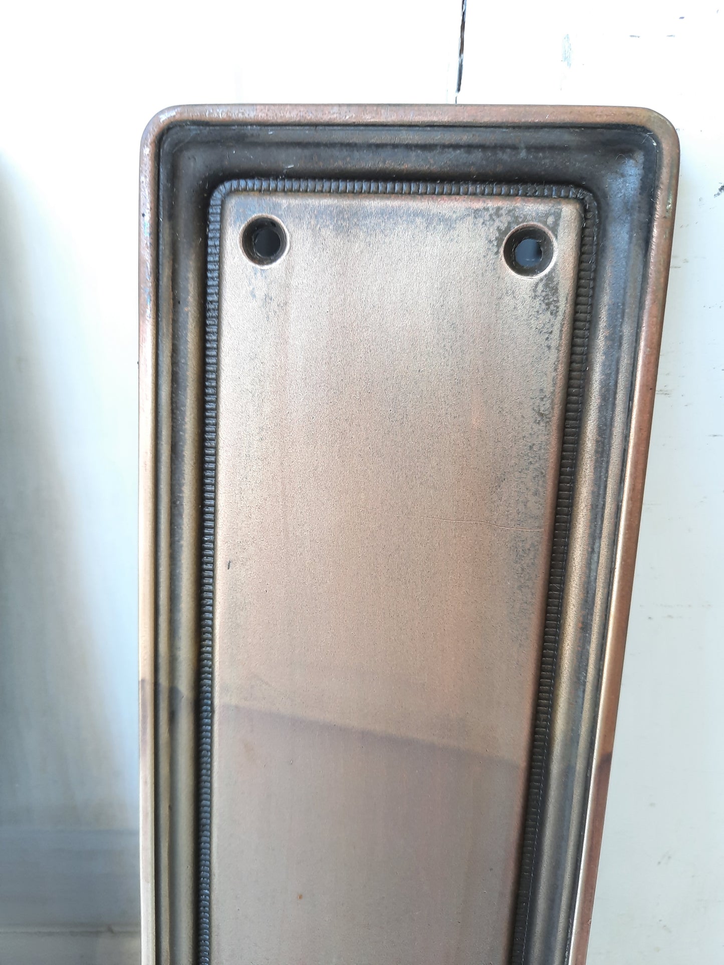 Brass Push Plate Set with Beaded Edge Detail, Vintage Brass Swinging Door Plates, Pair Butler Door Plates 101008