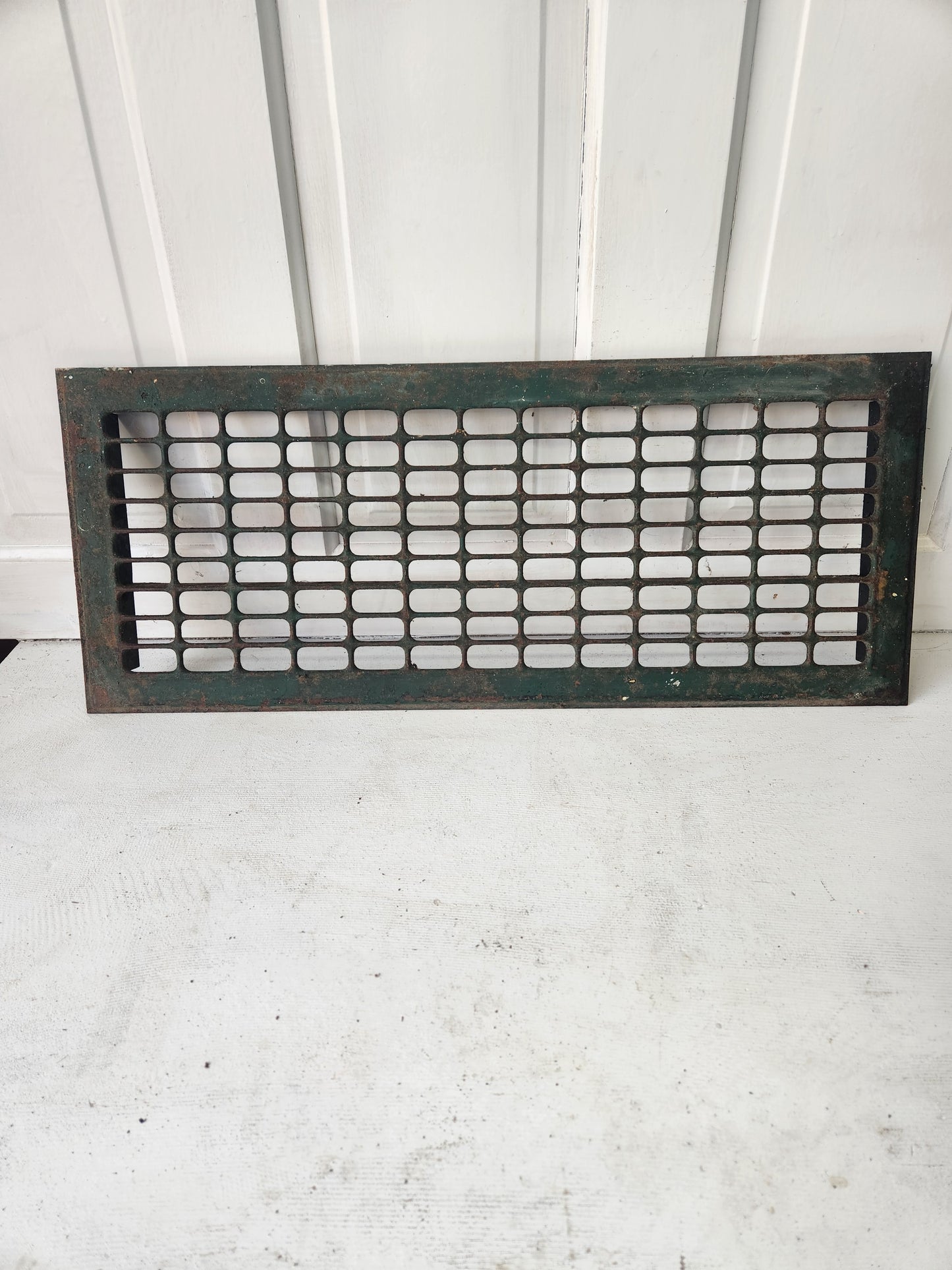 11 5/8 x 28 Vintage Stamped Steel Floor Grate, Vintage Metal Narrow Vent Cover, Architecture Salvage 101204