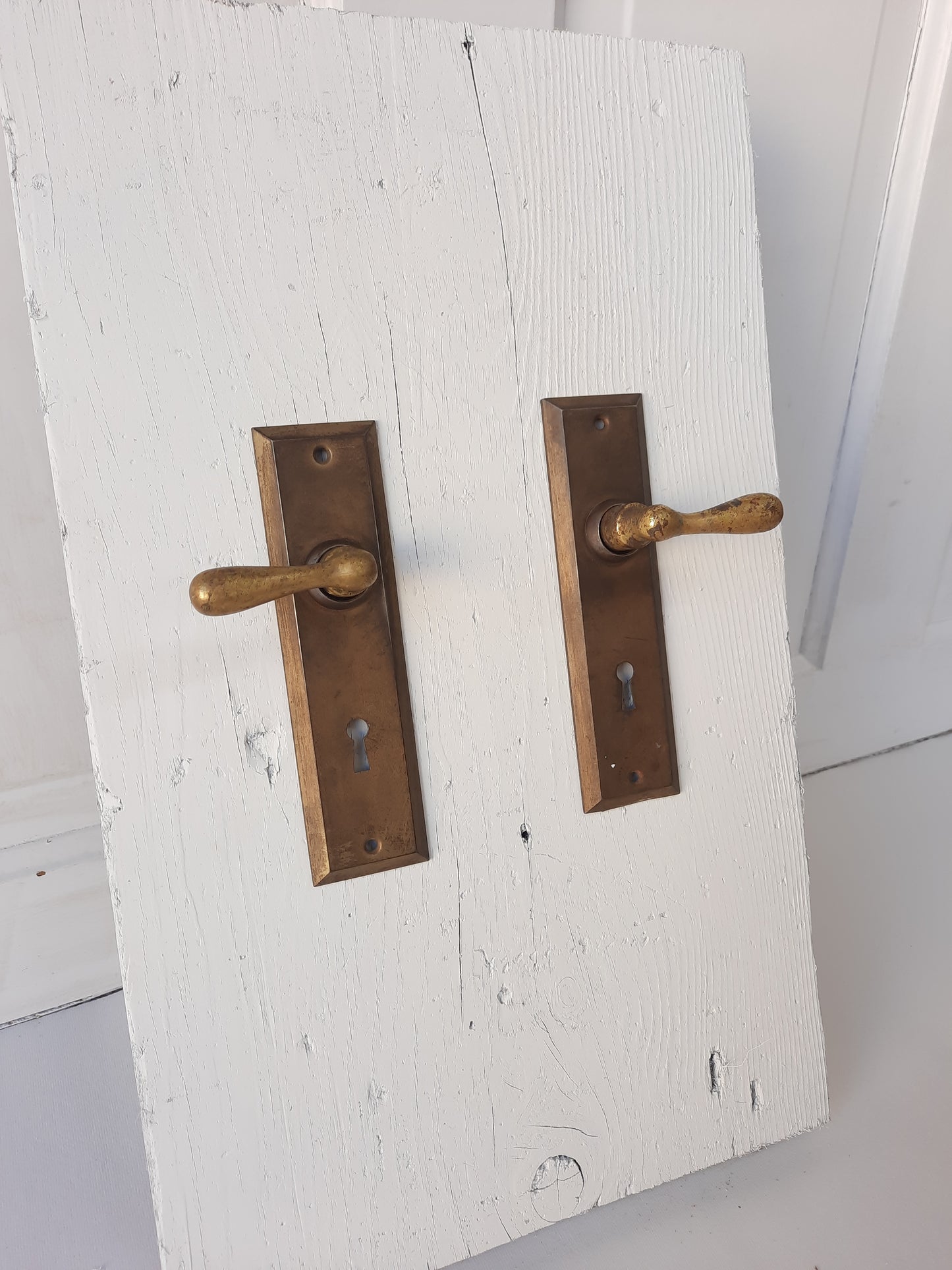 Brass French Door Lever Handle and Mortise Lock Set, Glass Door Handle Plate Set 101707