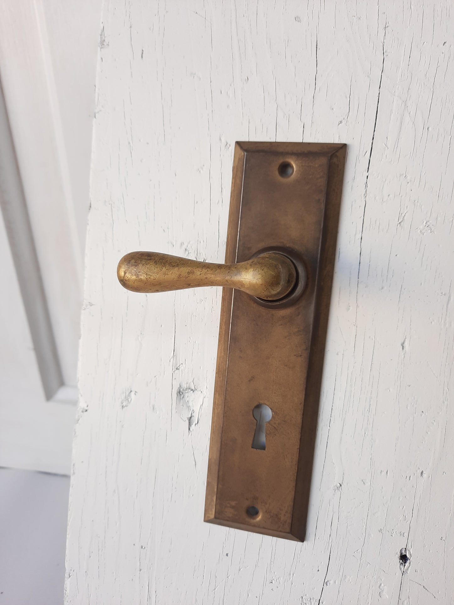 Brass French Door Lever Handle and Mortise Lock Set, Glass Door Handle Plate Set 101707
