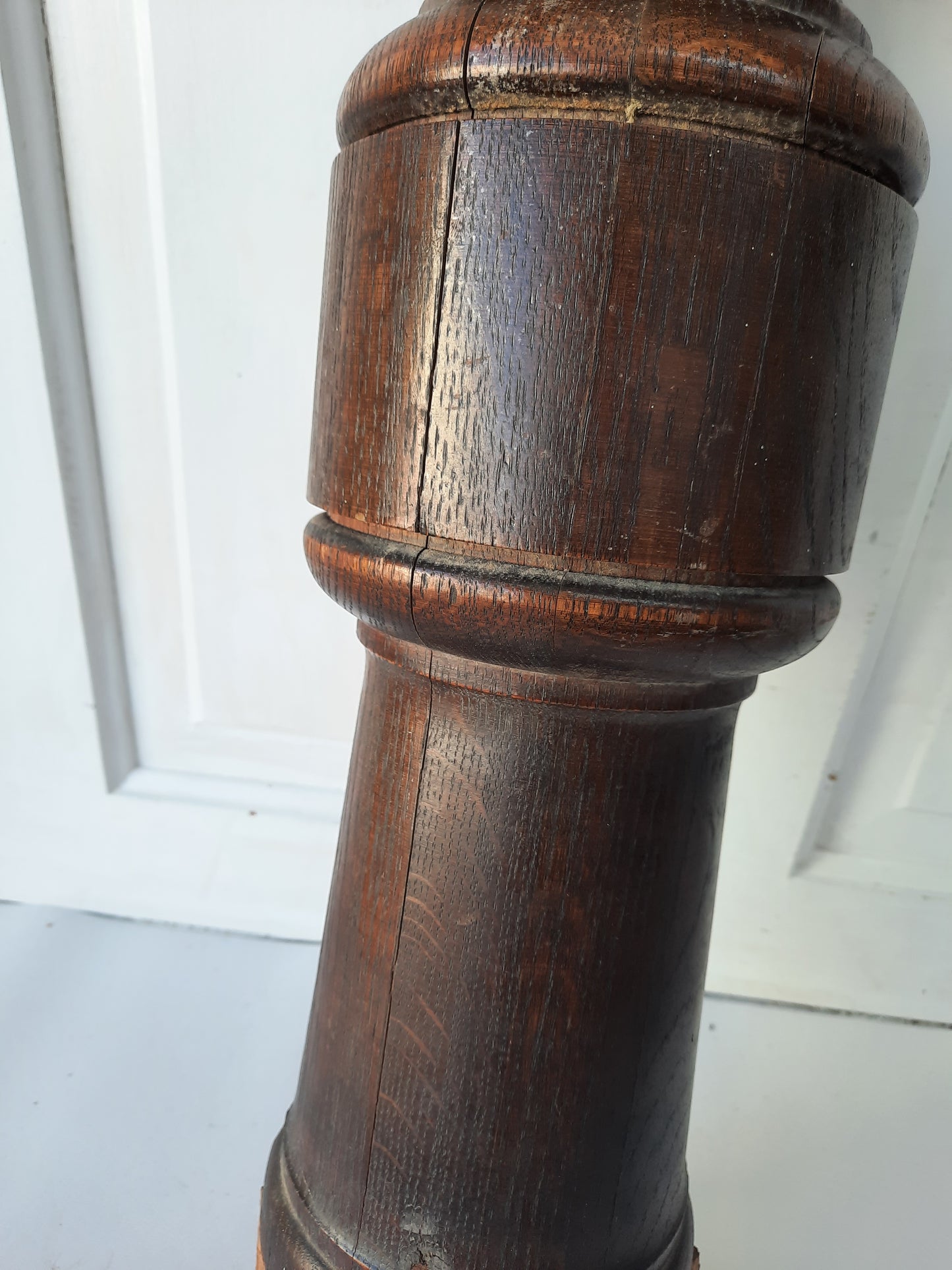 Large Antique Turned Newel Post Topper, Wood Newel Post Finial Top