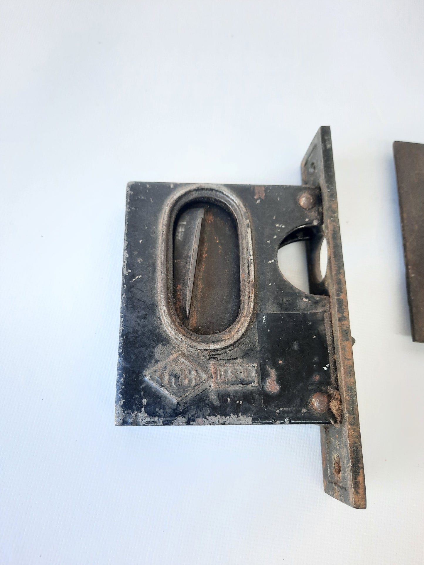 Single Antique Pocket Door Lock with Pulls, Rolling Door Lock Set Working Condition 102103