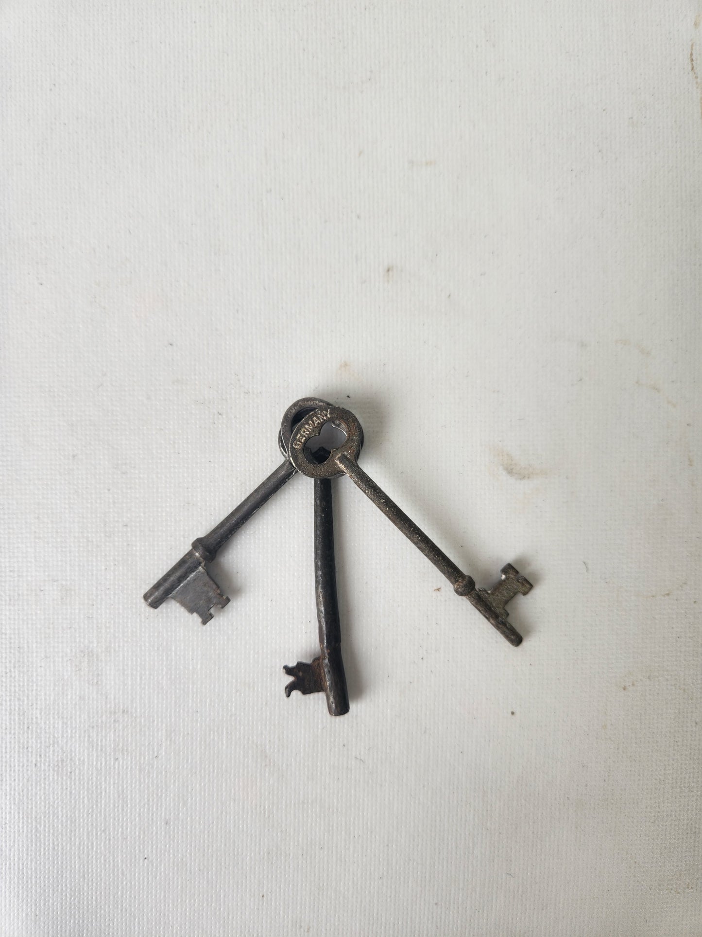 Three Antique Door Skeleton Keys, Vintage Silver Door Keys 102605