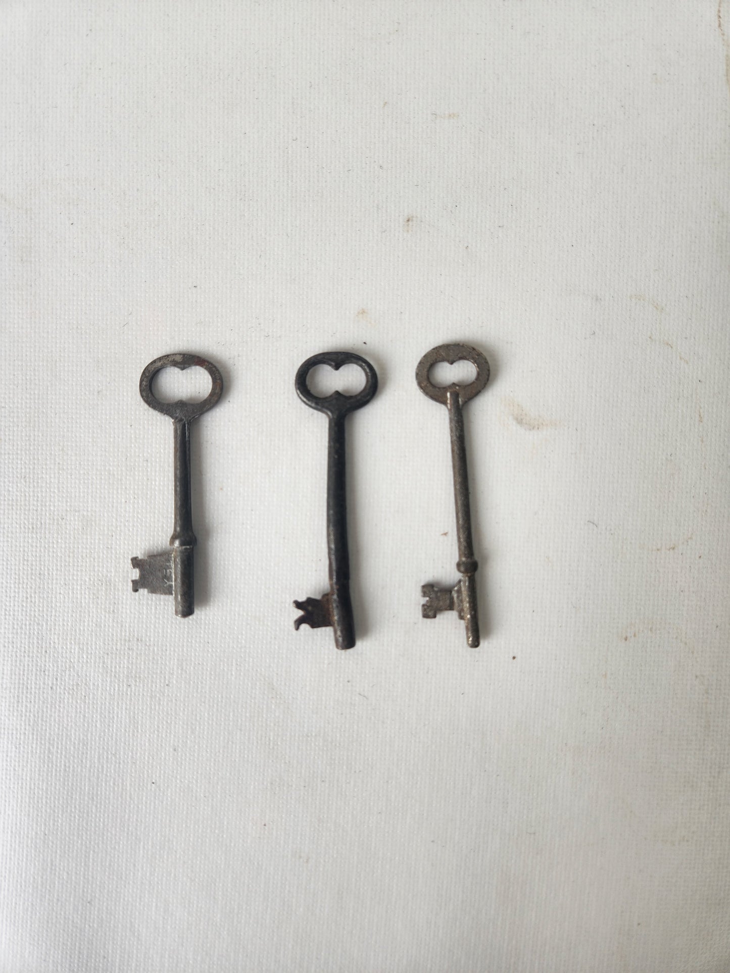 Three Antique Door Skeleton Keys, Vintage Silver Door Keys 102605