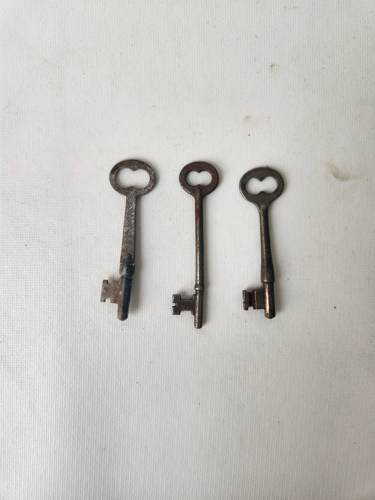 Set of Three Salvaged Vintage Keys, Antique Skeleton Key Set 102606