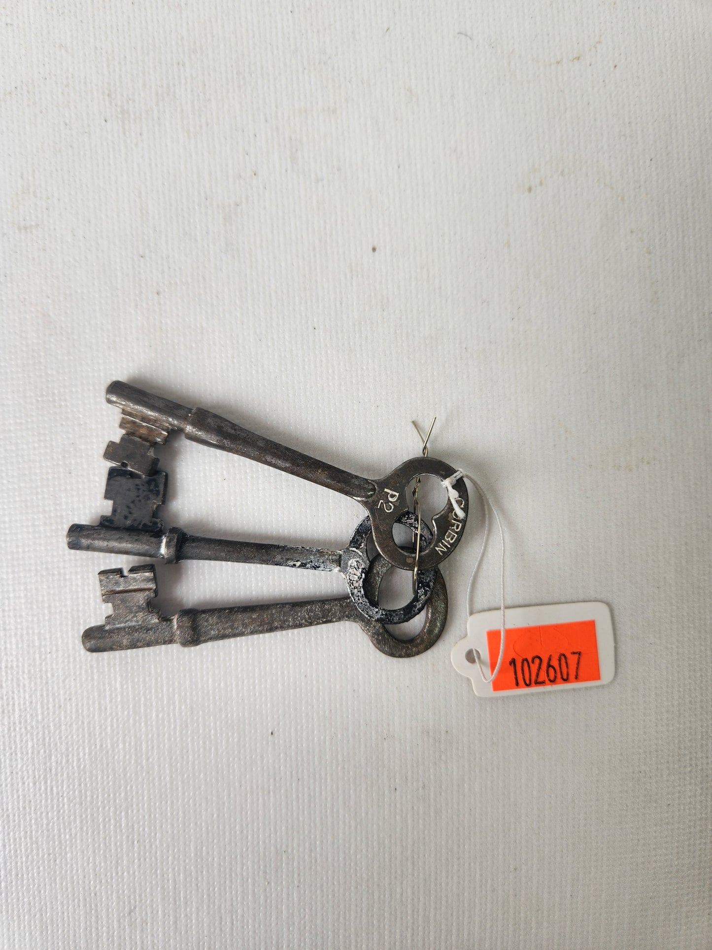 Three Salvaged Vintage Keys, Antique Skeleton Key Set 102607