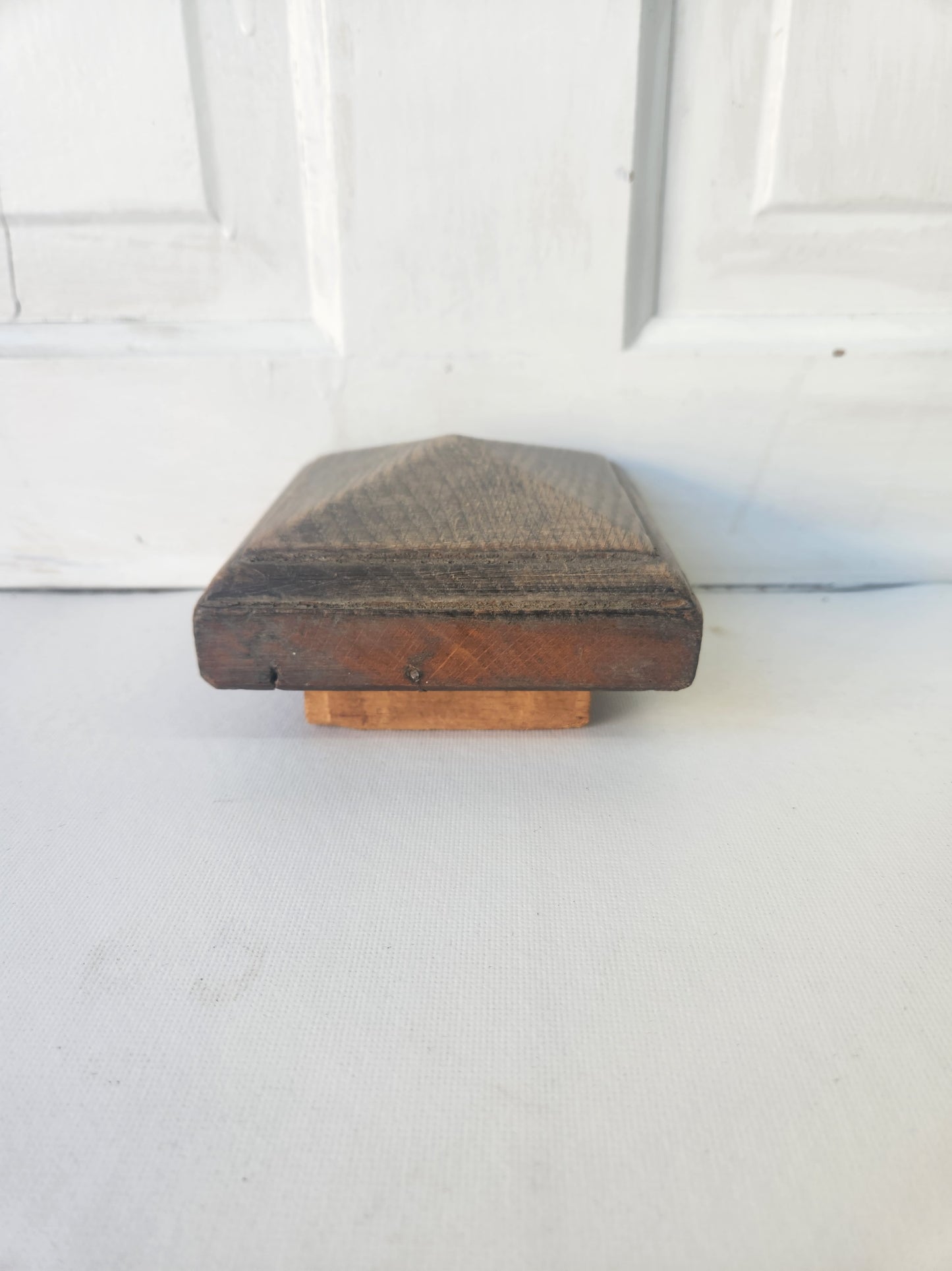 Small Antique Pyramid Wood Newel Post Topper, Wood Newel Post Finial Top #110401