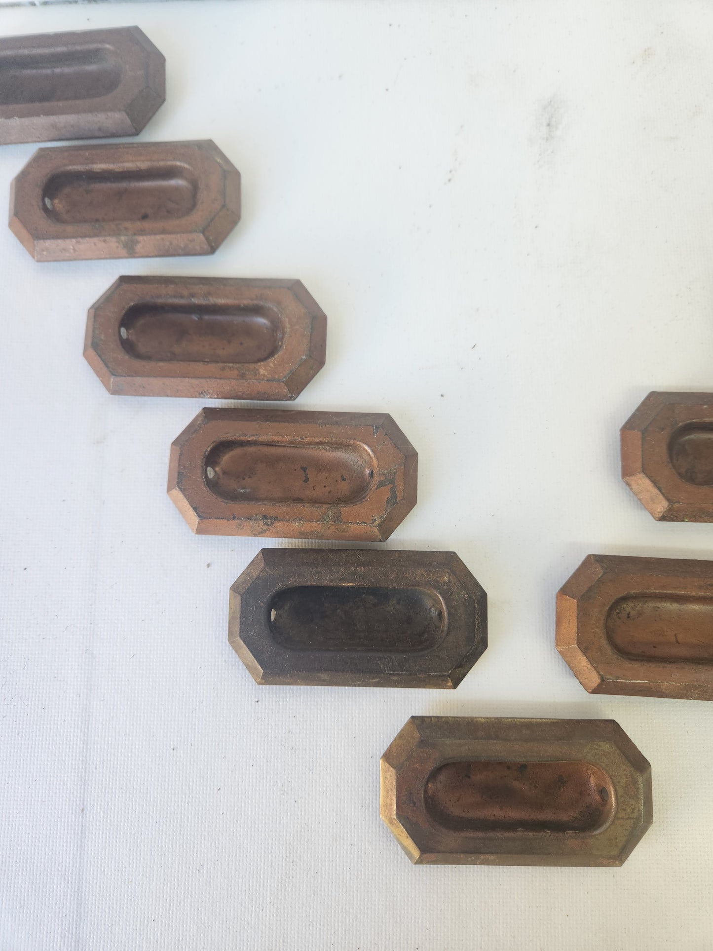 Set of 11 Craftsman Style Window Hardware Pulls, Brass Plated Sash Lifts 110405