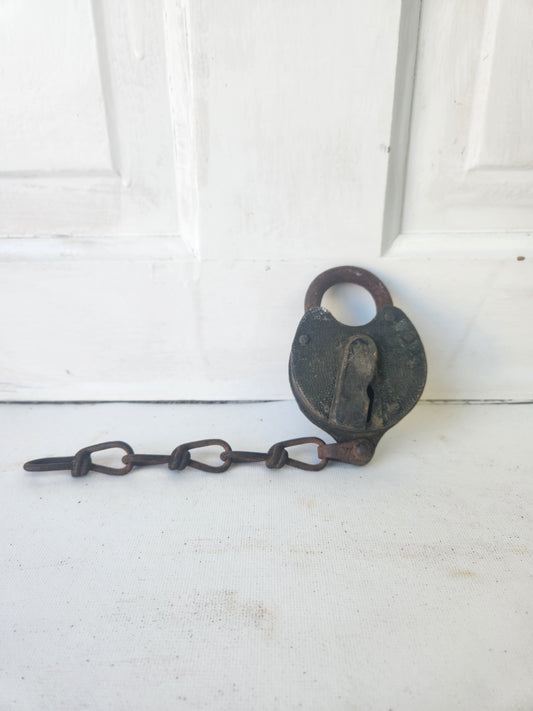 Antique Yale Railroad Lock, Bronze and Iron Large Padlock for Railroad System 110411