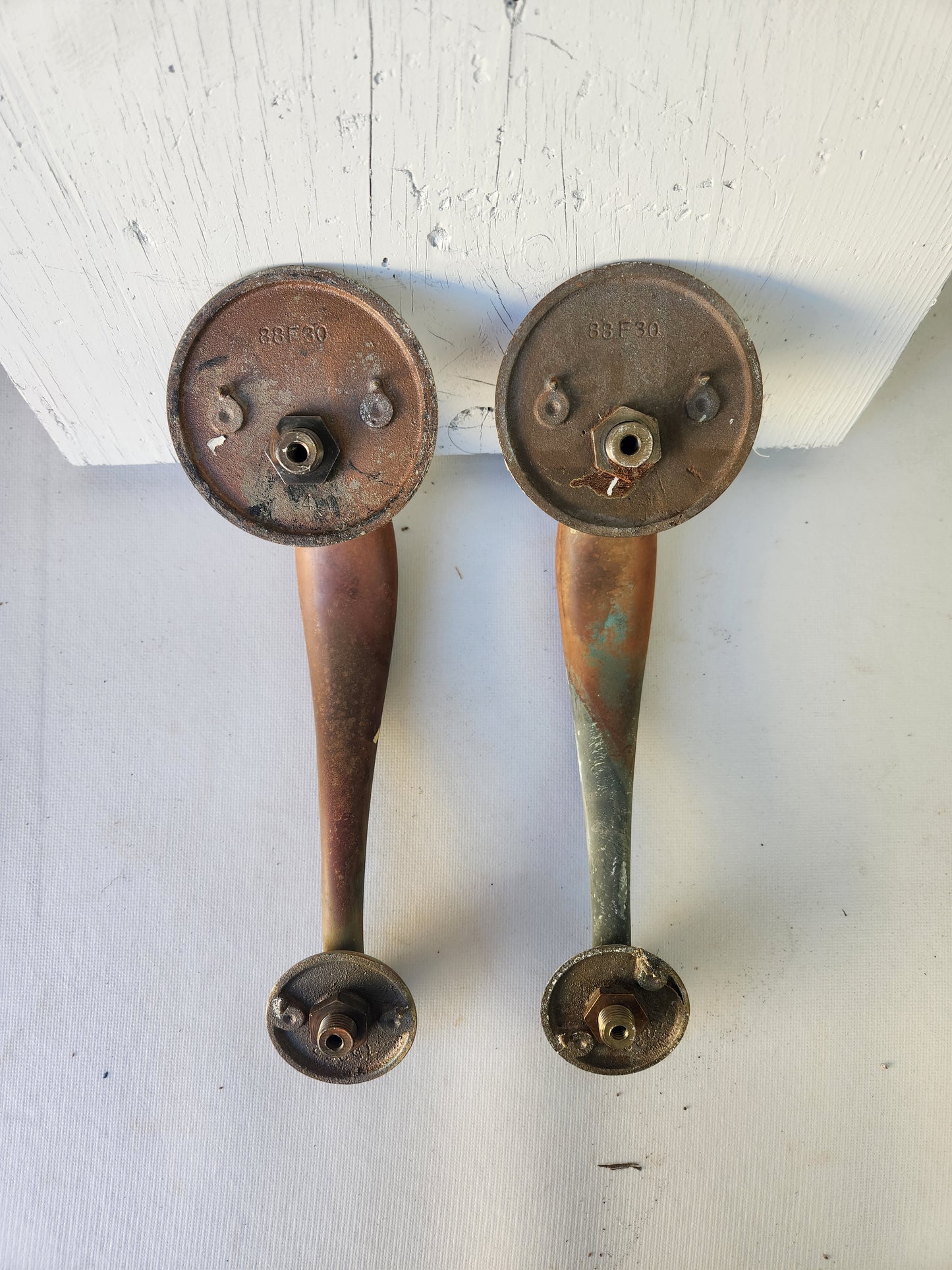 Pair of Solid Bronze or Brass Vintage Door Pulls, Vintage Bronze Door Handles 110901