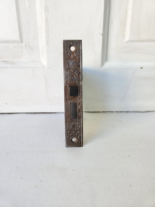 Ornate Mortise Lock Fancy Face Plate, Working Door Lock Eastlake Aesthetic Pattern 110904