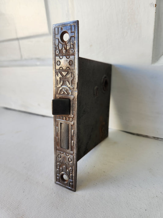 Ornate Mortise Lock Fancy Face Plate, Working Door Lock Eastlake Aesthetic Pattern 110904