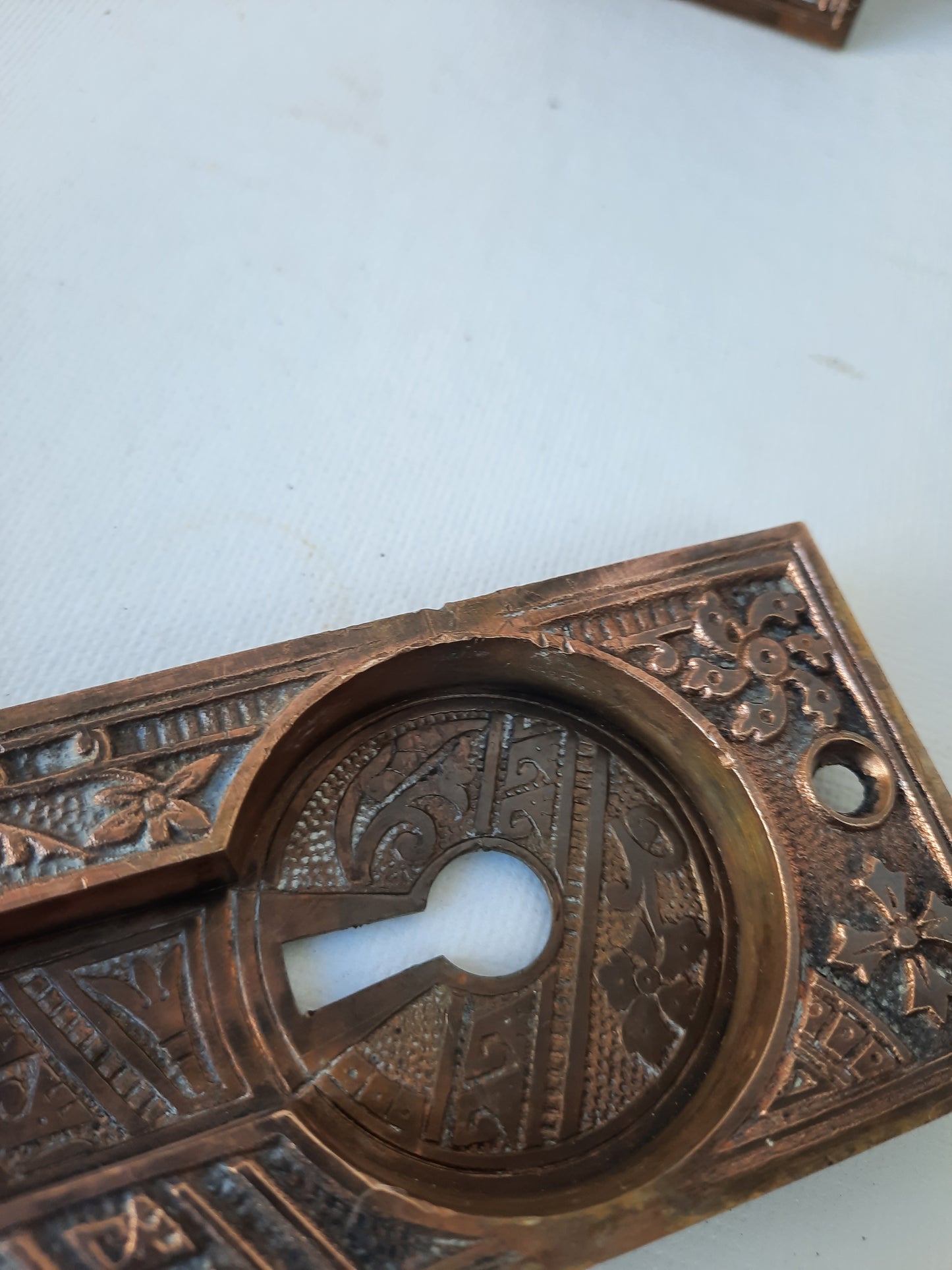 Antique Bronze Eastlake Pattern Pocket Door Pulls, Pocket Rolling Door Recessed Handles 111801