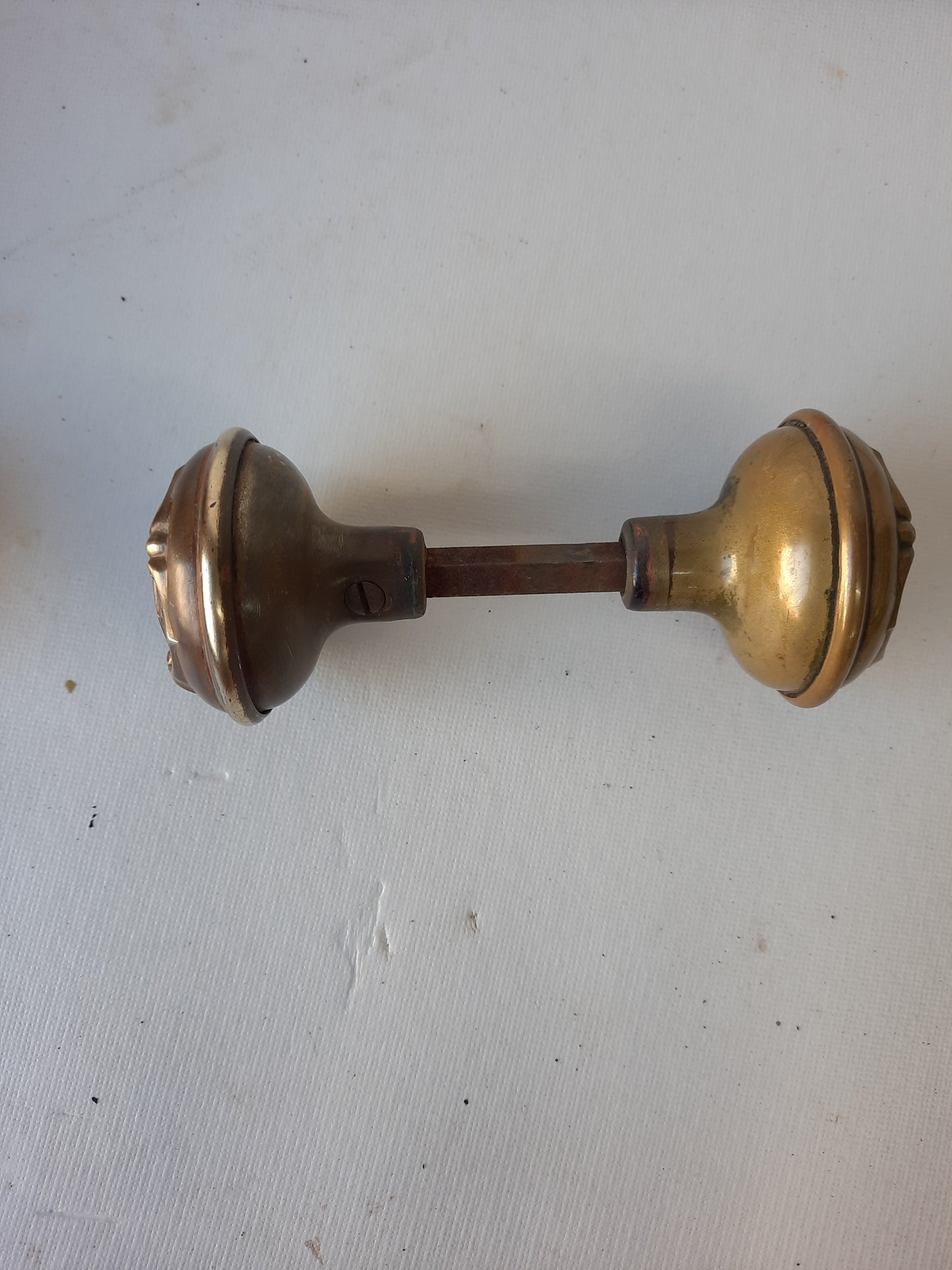 Pair of Antique Wrought Bronze Doorknob with Leaf Design, Victorian Door Knob Set 112803