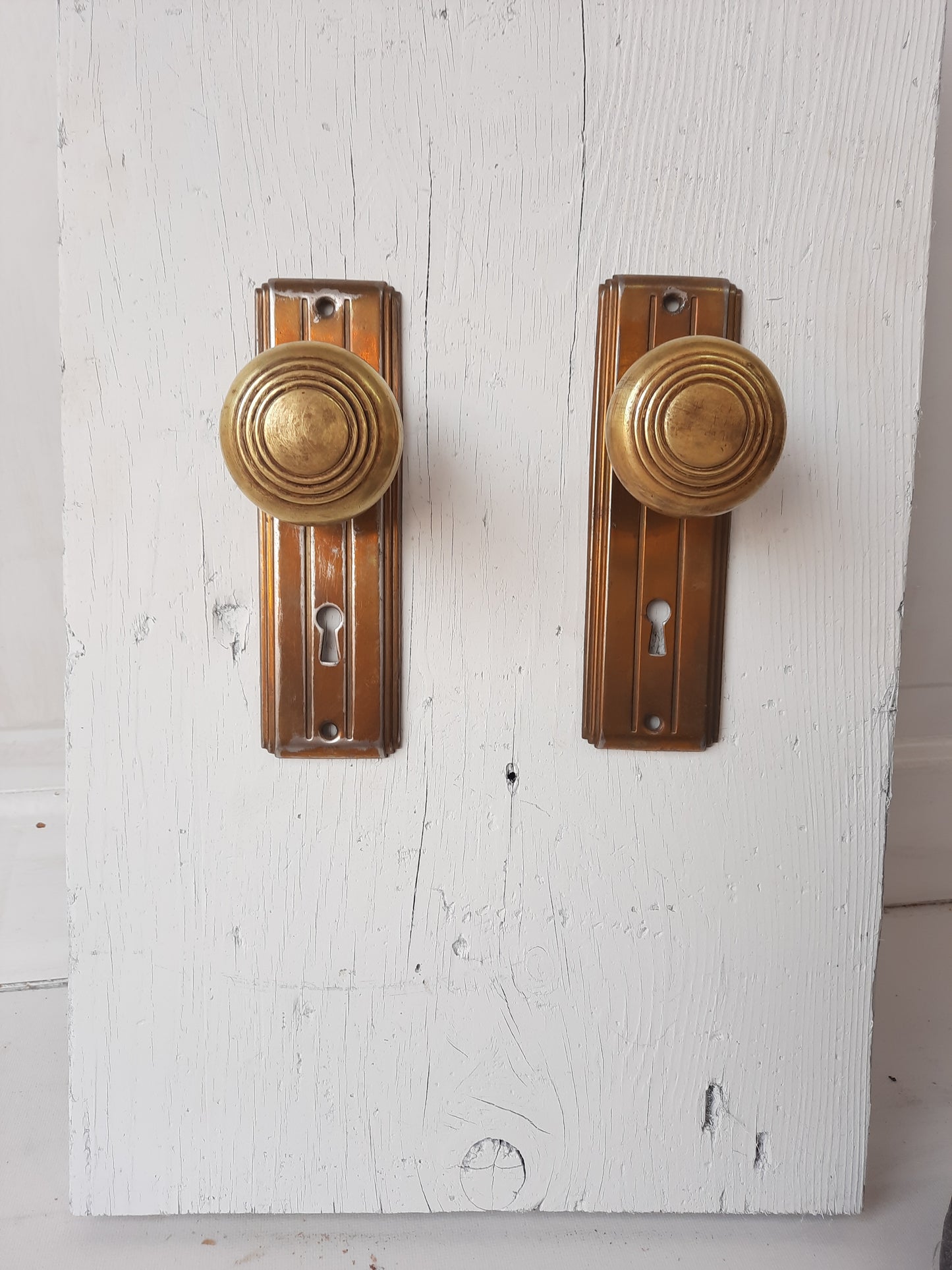 Art Deco Antique Backplates and Doorknobs,  Art Deco Door Hardware 120602
