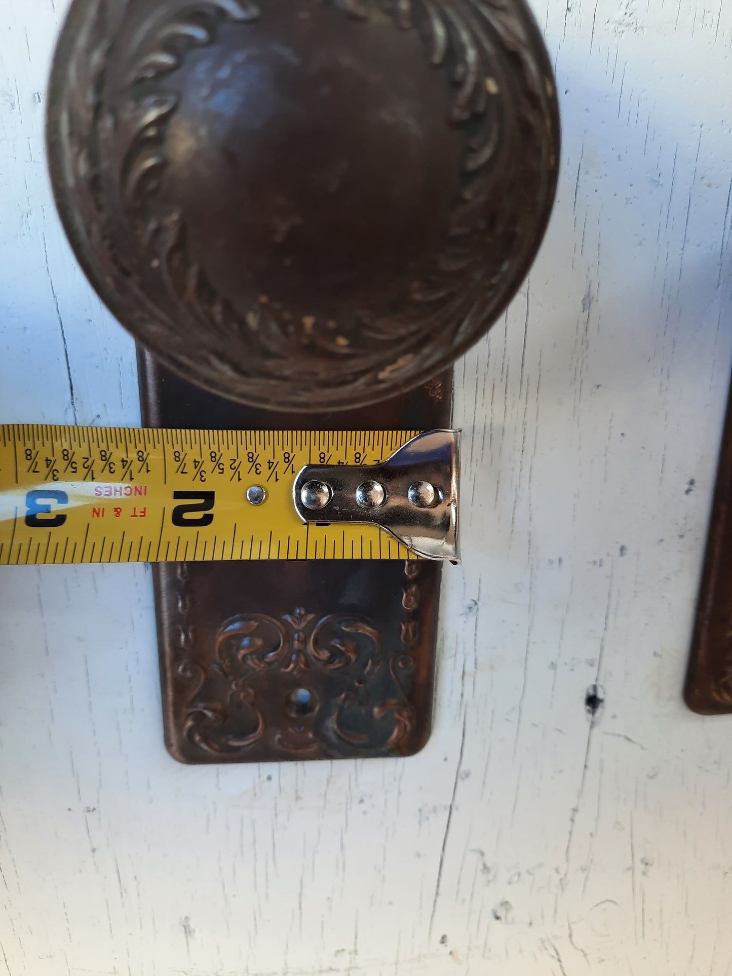 Antique Doorknob and Plates Victorian Door Hardware Set, Ornate Brass Doorknob and Plate Set 120704