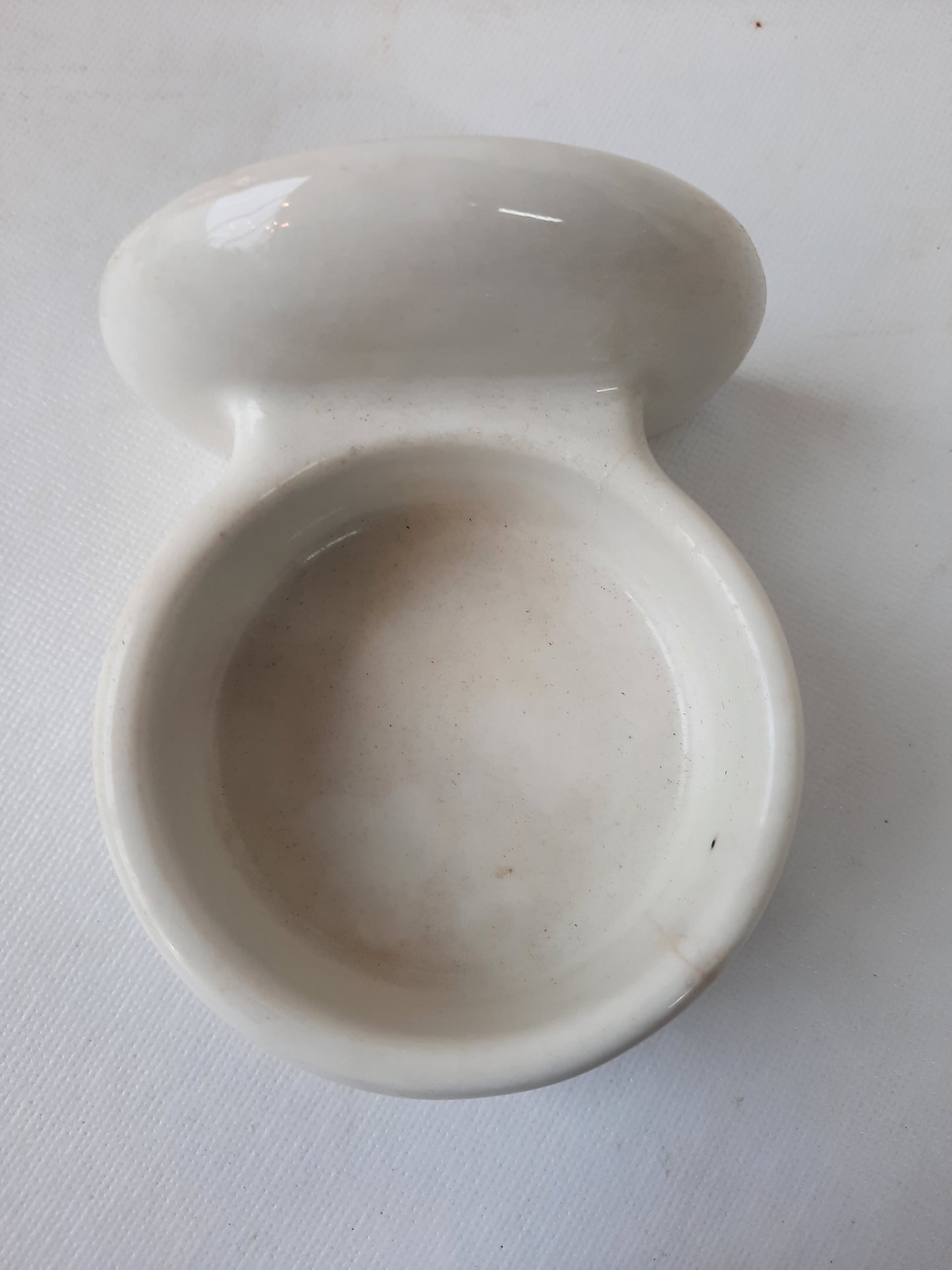 Vintage White Porcelain Bathroom Cup Holder or Soap Dish, Wall Mount Ceramic Cup Holder 121001