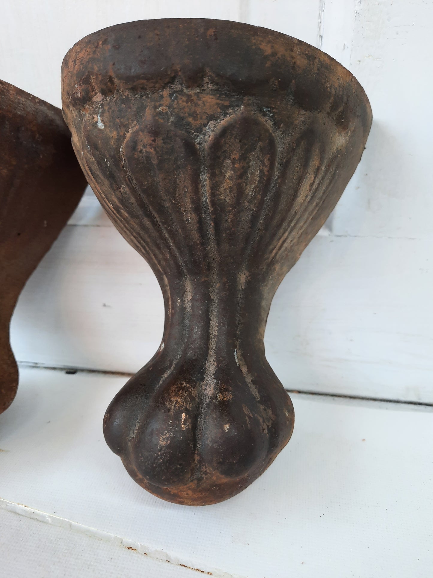 Ornate Antique Cast Iron Tub Feet, Pair of Ball and Claw Tub Feet, Claw Foot Tub 121004