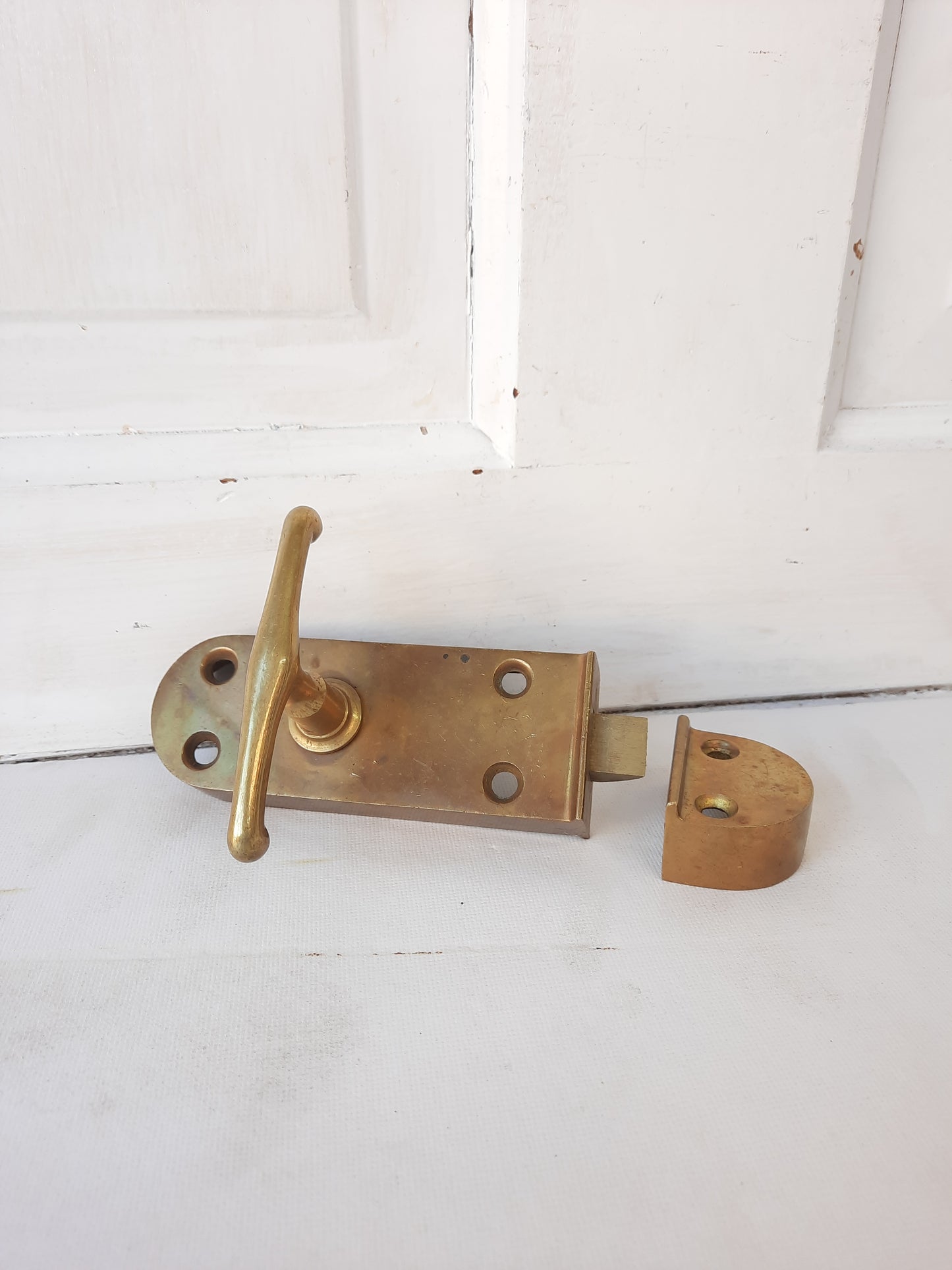Vintage Brass Interior Style Rim Lock with T Handle, Surface Mount Brass Door Lock 121107