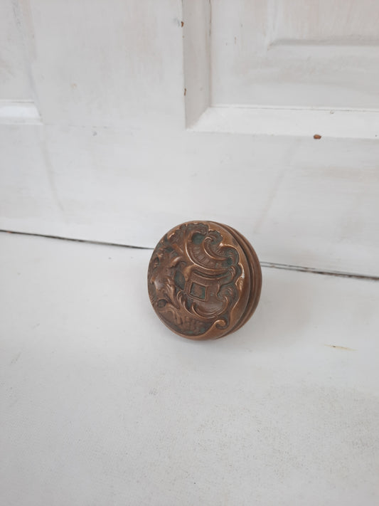 Large Belfort Bronze Entry Doorknob, Antique Front Door Knob Ornate Design 121602