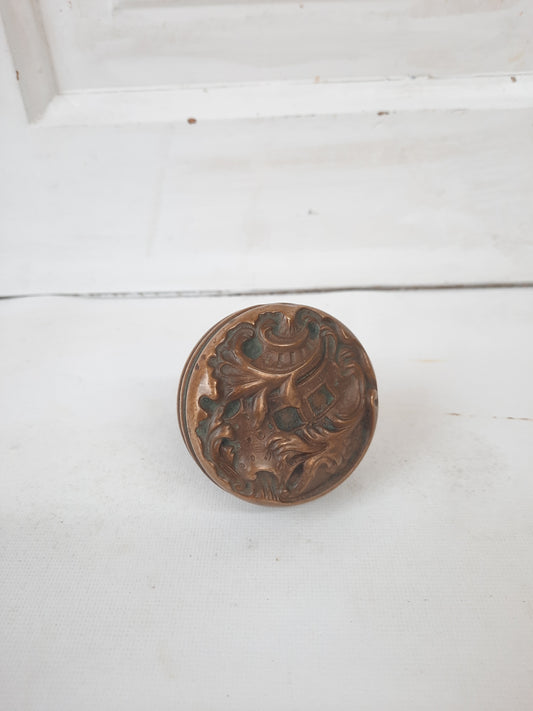 Large Belfort Bronze Entry Doorknob, Antique Front Door Knob Ornate Design 121602