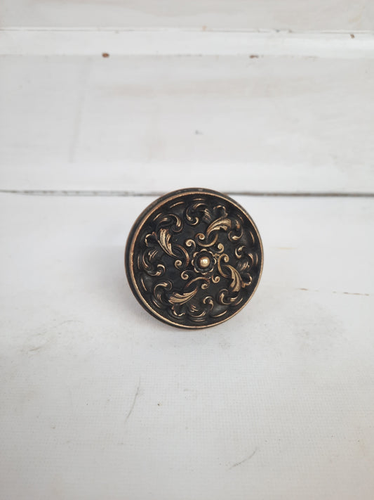 Mortain by Reading Hardware Antique Bronze Doorknob, Fancy Bronze Doorknob with Ornate Leaf Design 121604