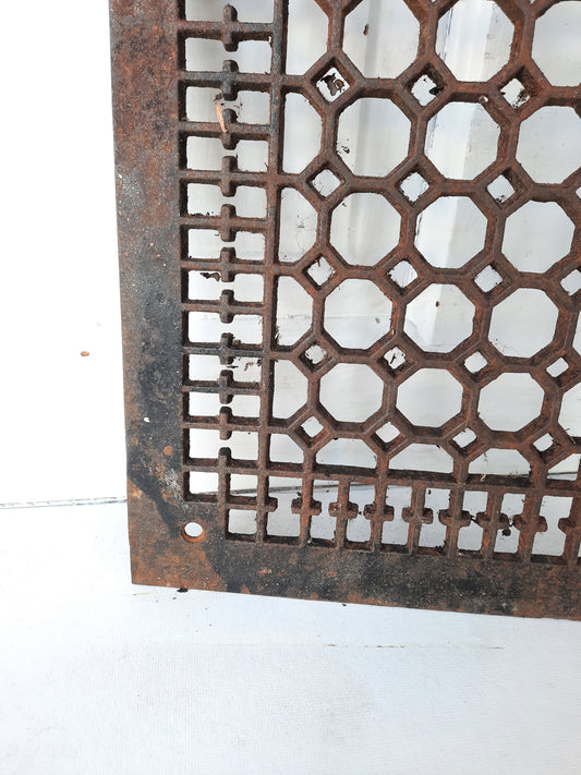 10 x 14 Antique Cast Iron Fancy Vent Cover, Floor Register Cover #121901