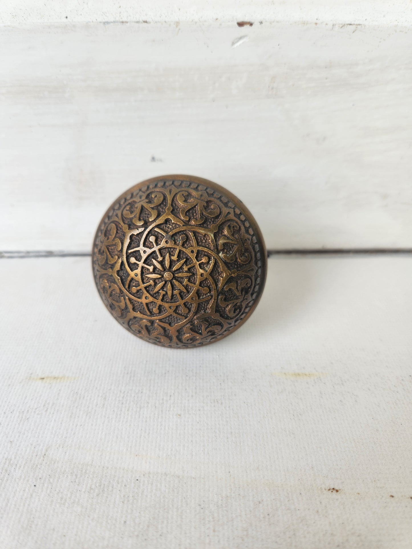 Antique Fancy Bronze Designed Doorknob, Ornate Pattern Knobs, Single Antique Brass Door Knobs, Flower Design 122104