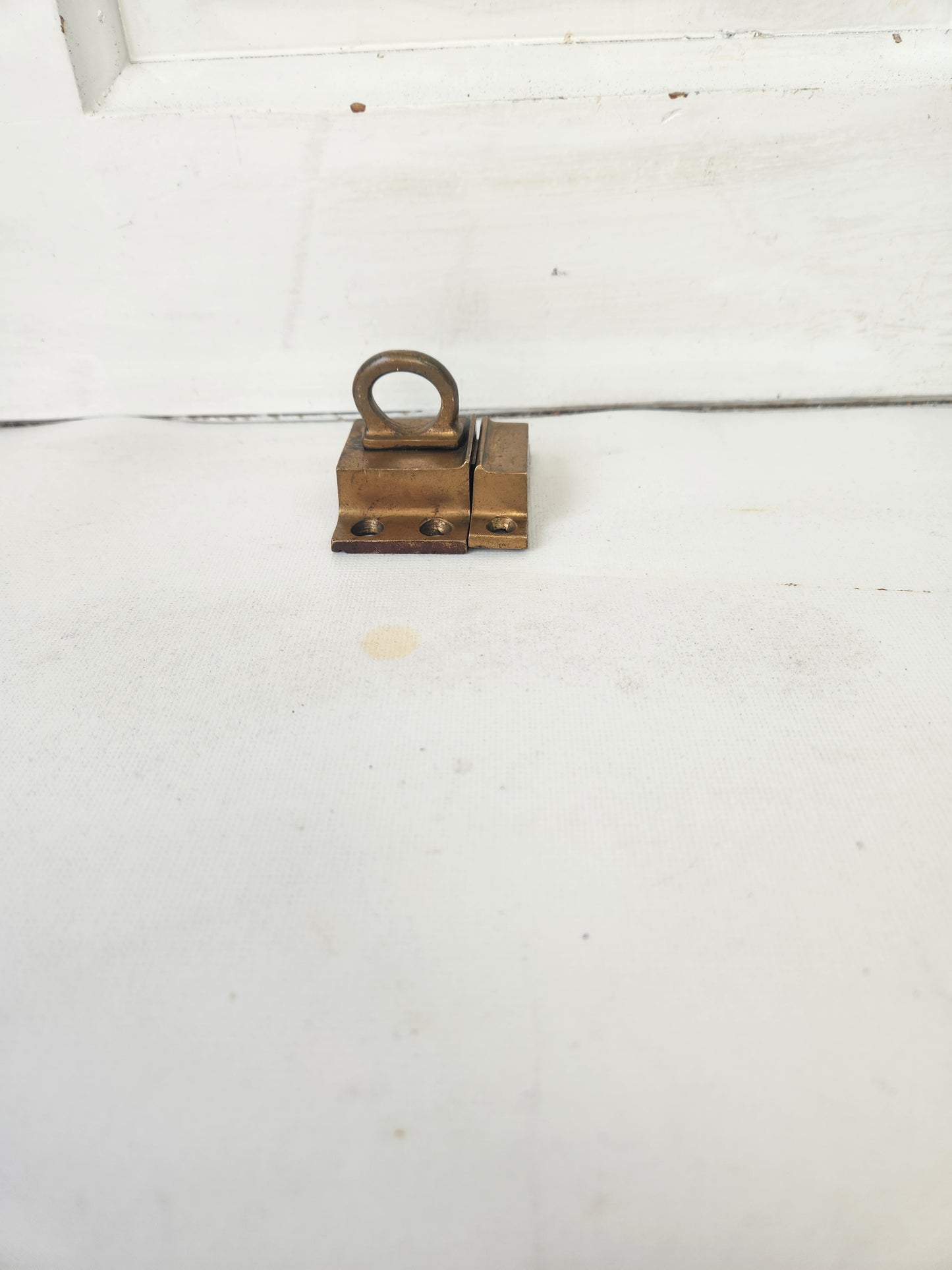 Solid Bronze Transom Latch or Brass Lock, Cabinet Hardware, Vintage Lock and Keeper Cupboard Latch 122109