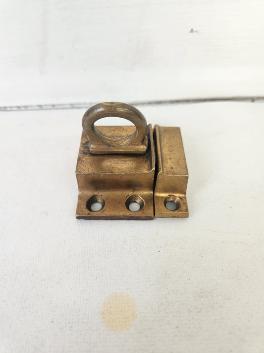 Solid Bronze Transom Latch or Brass Lock, Cabinet Hardware, Vintage Lock and Keeper Cupboard Latch 122109