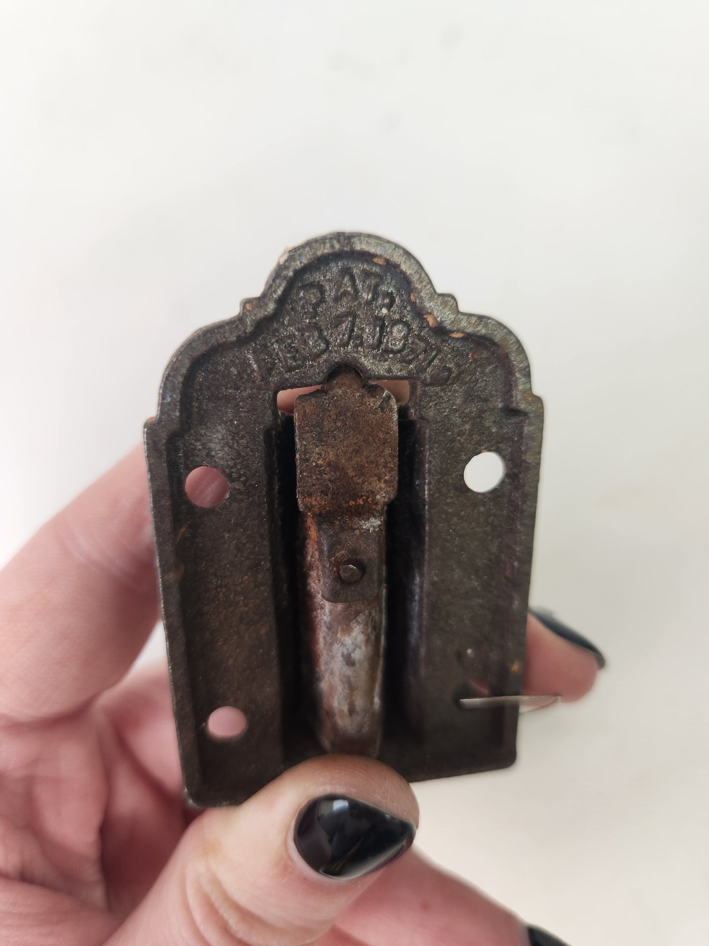 Antique Ornate Iron Eastlake Cabinet Latch, Fancy Cabinet Lock Set or Transom Latch