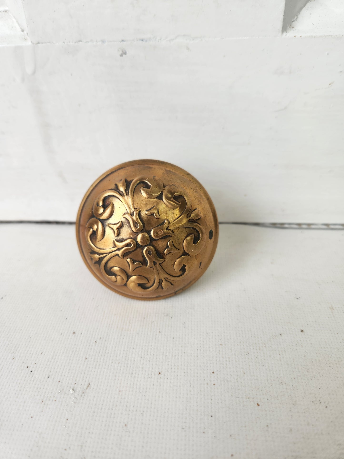 Single Wrought Bronze Design Antique Doorknob, Stamped Bronze Door Knob, Flower Design Knob, Architecture Salvage 010404