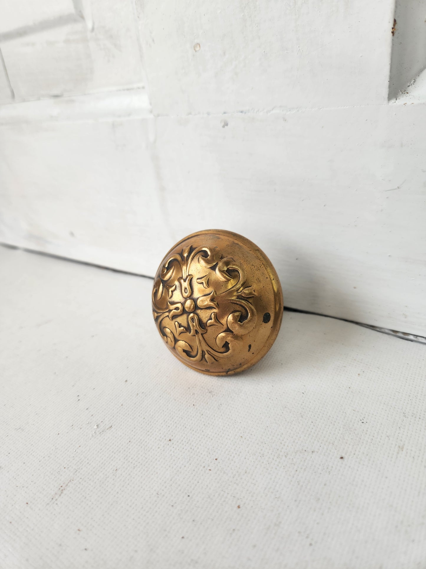 Single Wrought Bronze Design Antique Doorknob, Stamped Bronze Door Knob, Flower Design Knob, Architecture Salvage 010404